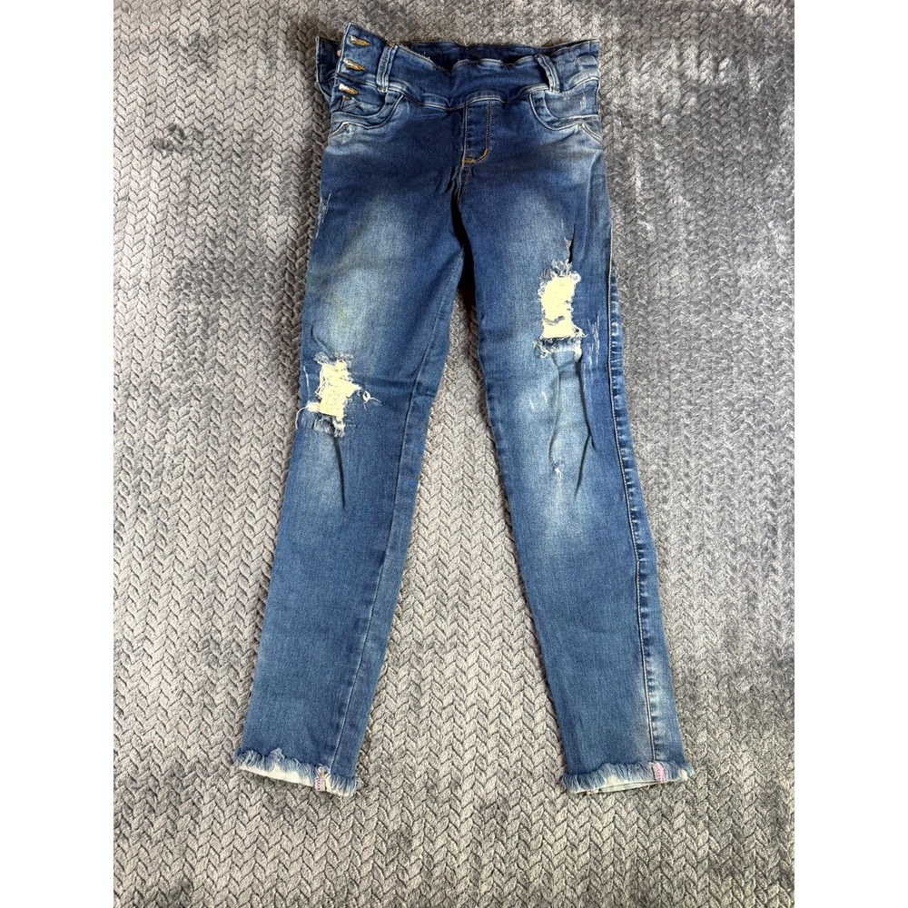 Begin Denim Special Jeans Womens 8 Blue Stretch Low Rise Distressed Skinny Leg